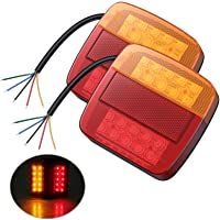 AUTOUTLET Luces Traseras para Remolque- 2PCS Pilotos LED Remolque- 12V- Luz de Matrícula- Luz de Freno- Rojo y Ámbar…